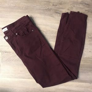 Loft Burgundy Leggings with Zipper Detail